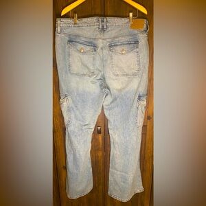 Aeropostale Light Blue Mid Rise Flare Utility Jeans